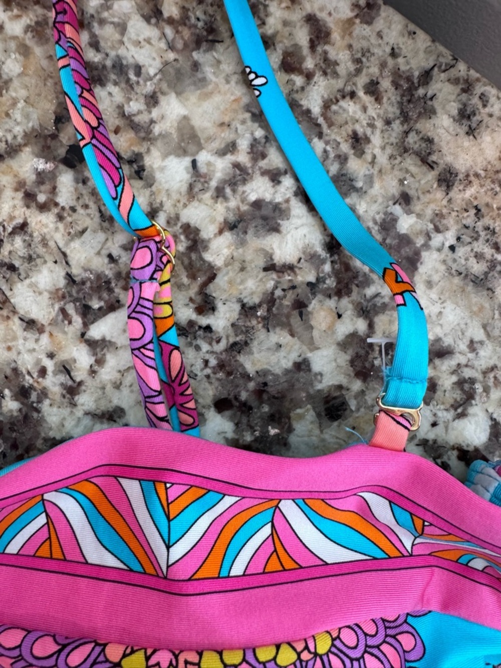NWT Trina Turk Pink Turquoise & Orange Floral bathing suit top size 6 - Picture 3 of 5